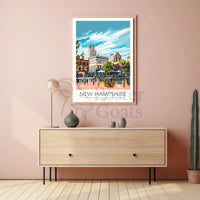 New Hampshire Street Scene Travel Poster PosterGoat