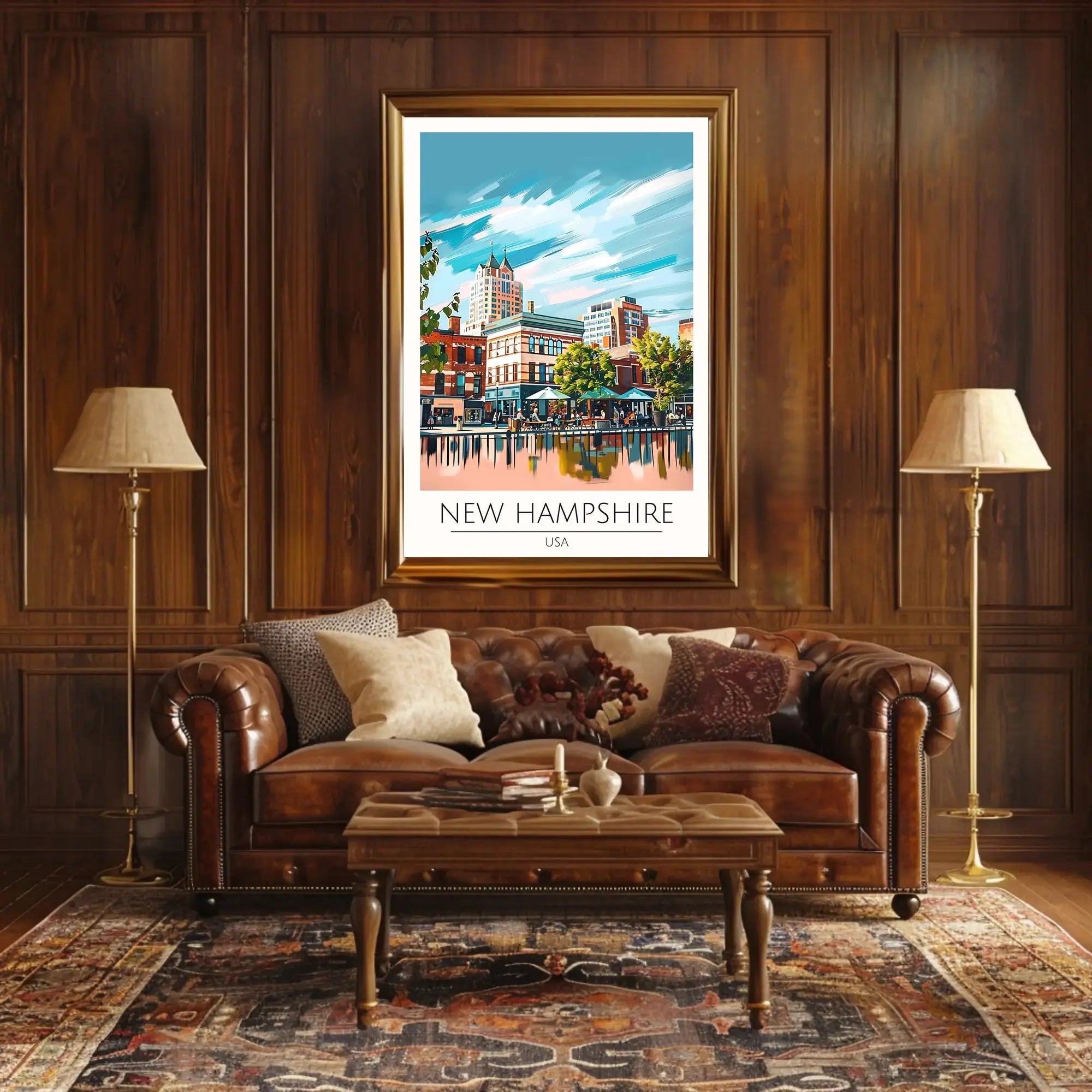 New Hampshire Street Scene Travel Poster PosterGoat