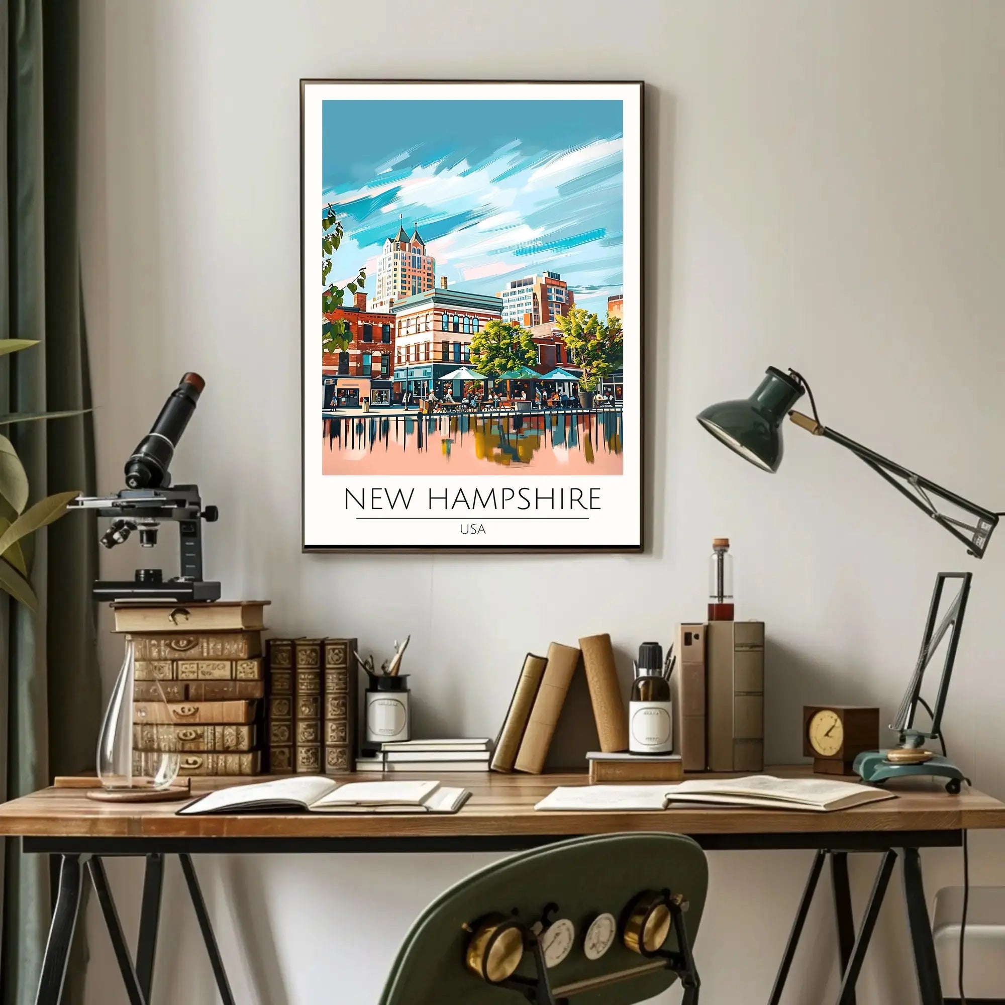 New Hampshire Street Scene Travel Poster PosterGoat