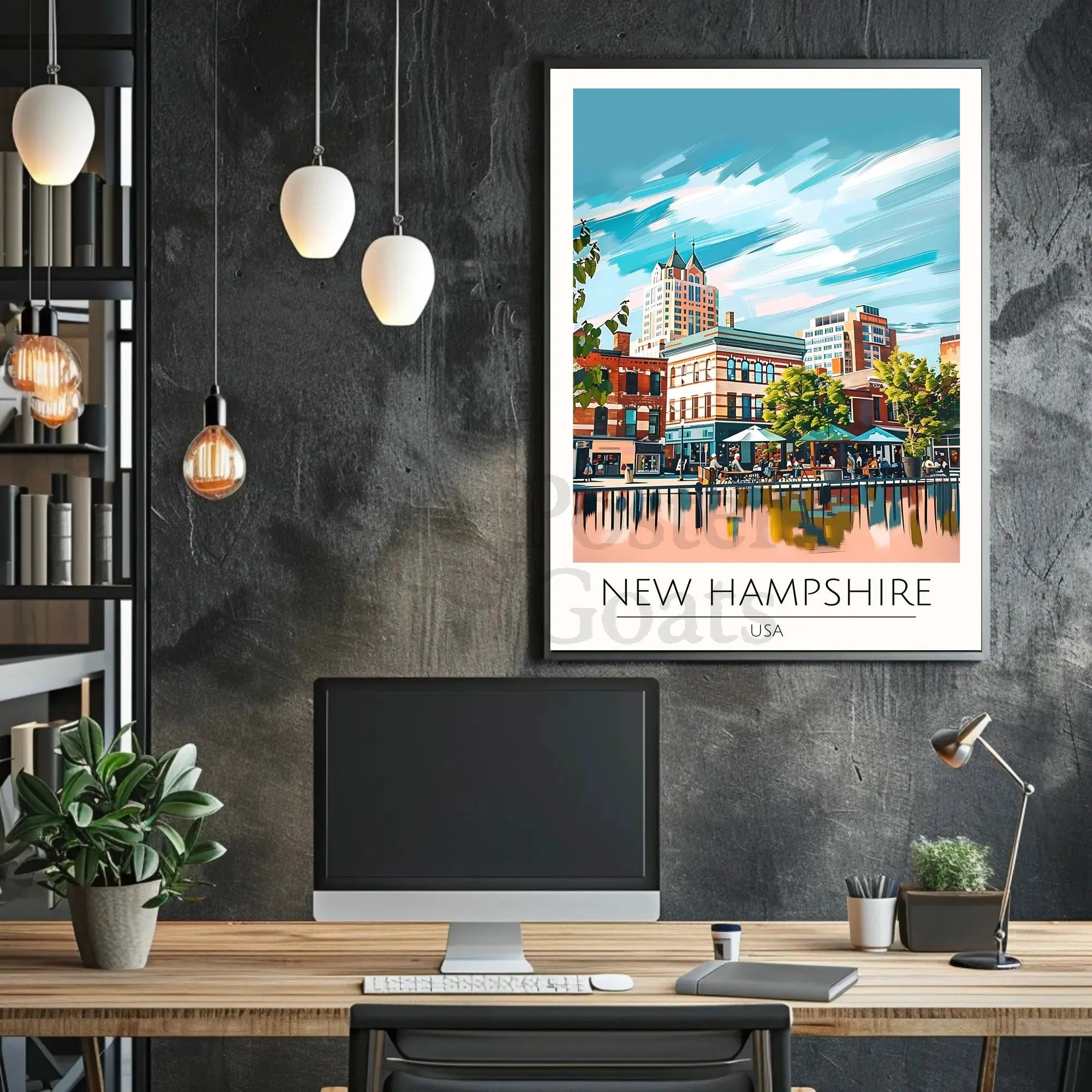New Hampshire Street Scene Travel Poster PosterGoat