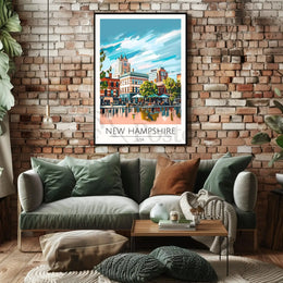 New Hampshire Street Scene Travel Poster PosterGoat