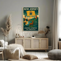 New Jersey Icons Vintage Travel Poster PosterGoat