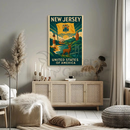 New Jersey Icons Vintage Travel Poster PosterGoat