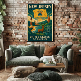 New Jersey Icons Vintage Travel Poster PosterGoat