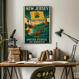 New Jersey Icons Vintage Travel Poster PosterGoat