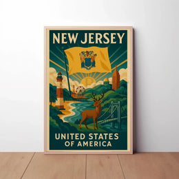 New Jersey Icons Vintage Travel Poster PosterGoat