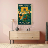 New Jersey Icons Vintage Travel Poster PosterGoat