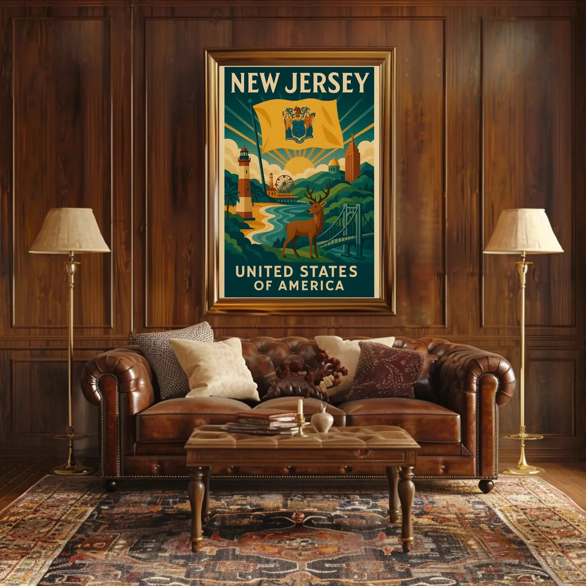 New Jersey Icons Vintage Travel Poster PosterGoat