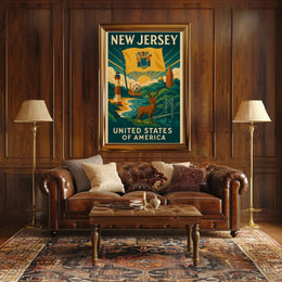 New Jersey Icons Vintage Travel Poster PosterGoat