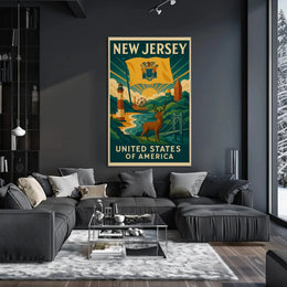 New Jersey Icons Vintage Travel Poster PosterGoat