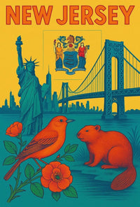 New Jersey Vibrant Retro Travel Poster PosterGoat
