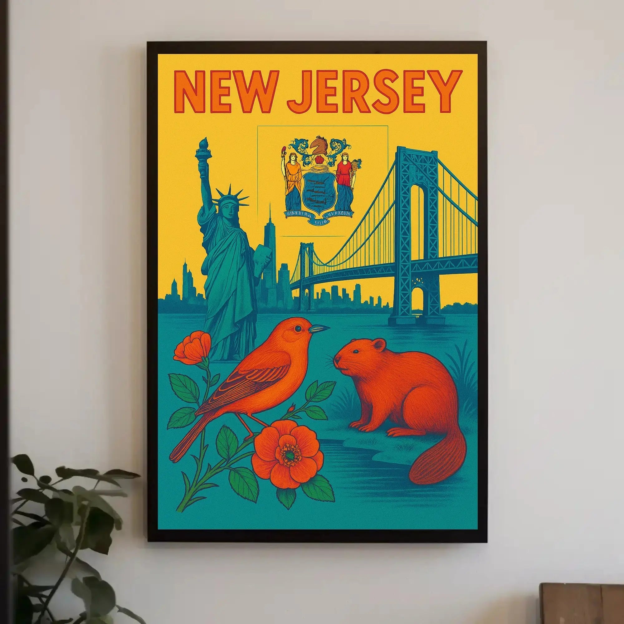 New Jersey Vibrant Retro Travel Poster PosterGoat