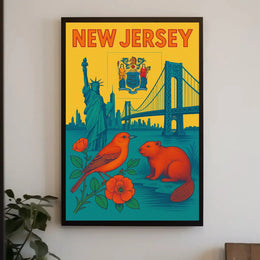 New Jersey Vibrant Retro Travel Poster PosterGoat