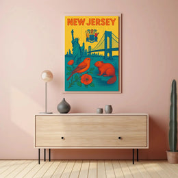 New Jersey Vibrant Retro Travel Poster PosterGoat