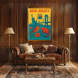 New Jersey Vibrant Retro Travel Poster PosterGoat
