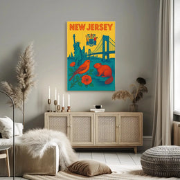 New Jersey Vibrant Retro Travel Poster PosterGoat
