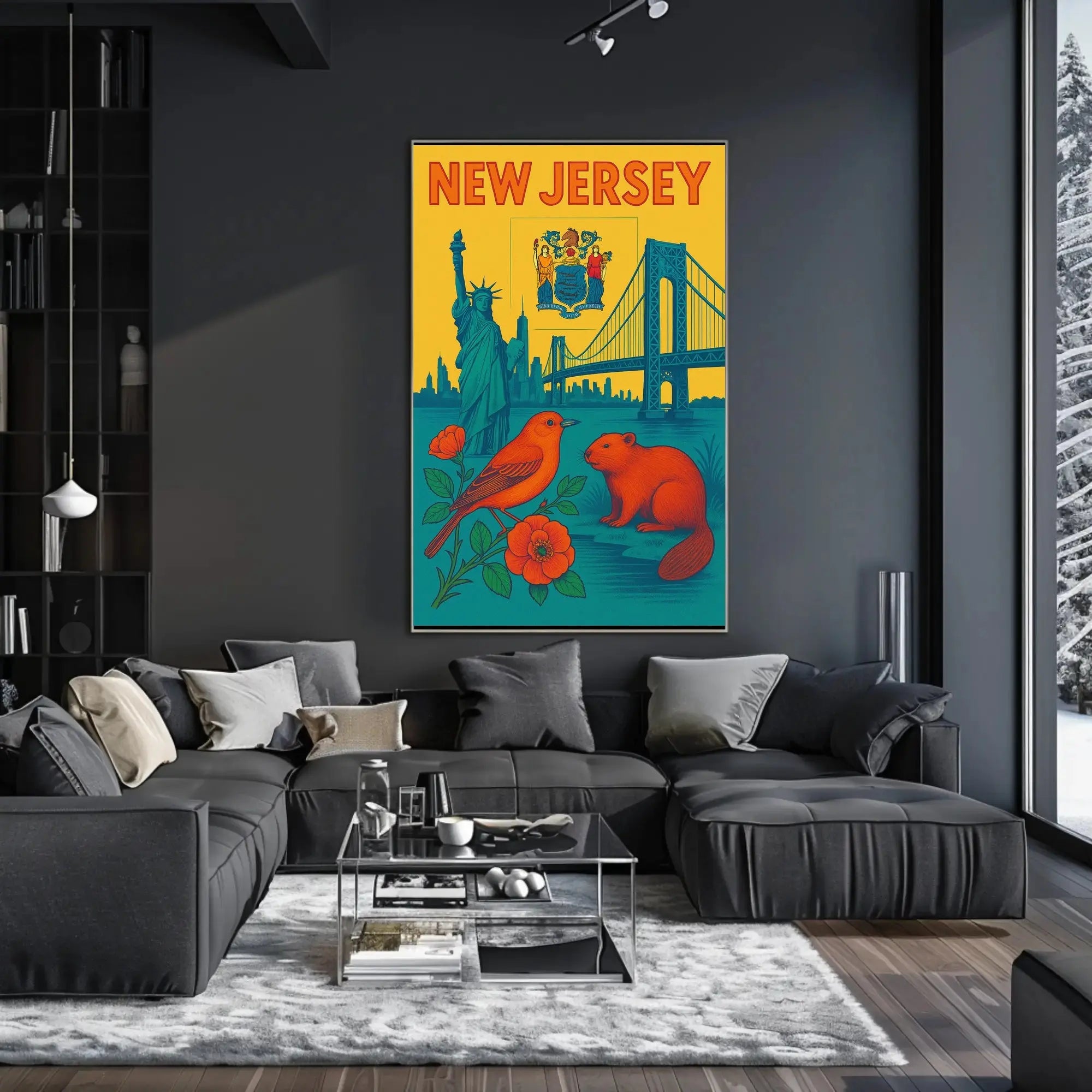 New Jersey Vibrant Retro Travel Poster PosterGoat