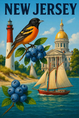 New Jersey Vintage Travel Celebration Travel Poster PosterGoat