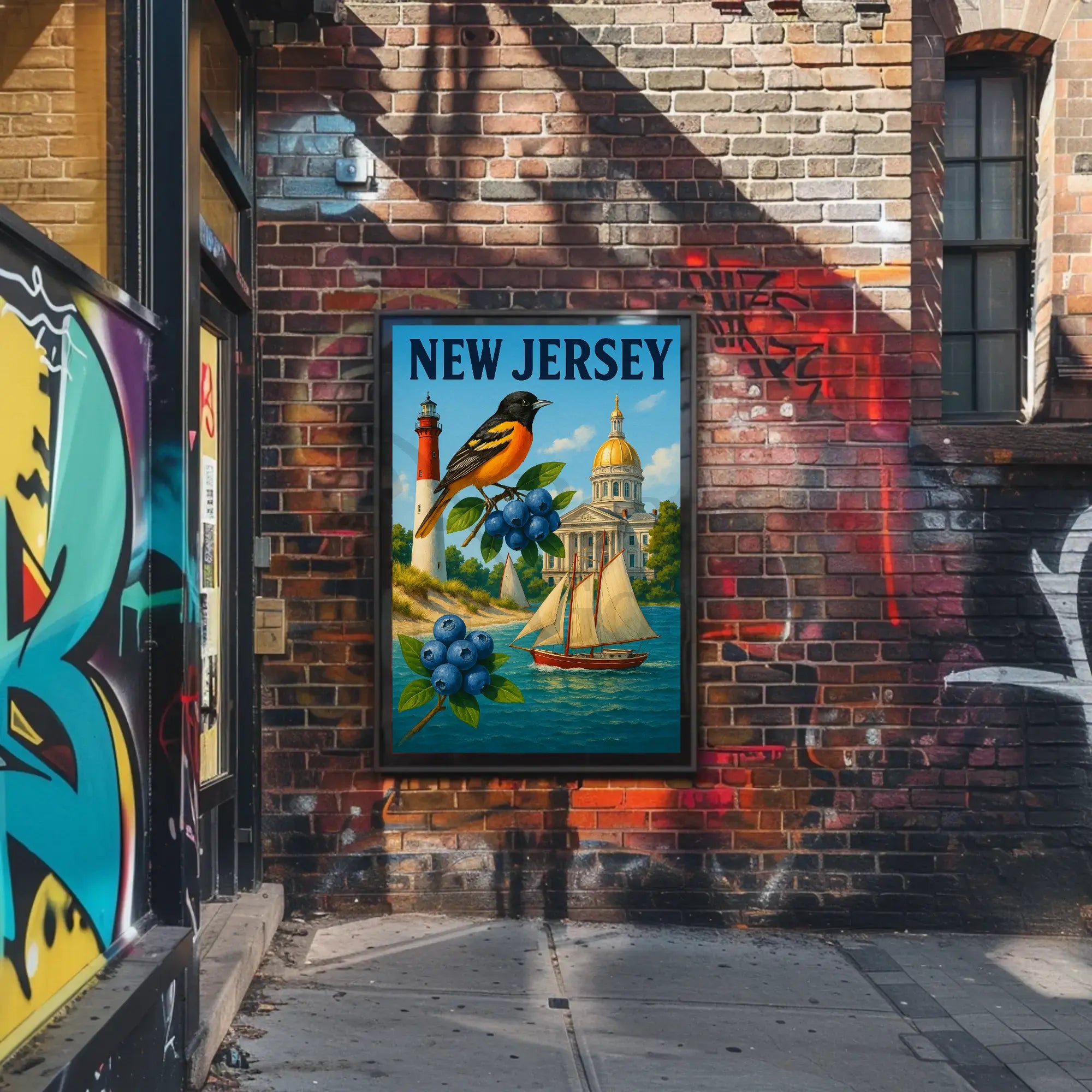 New Jersey Vintage Travel Celebration Travel Poster PosterGoat