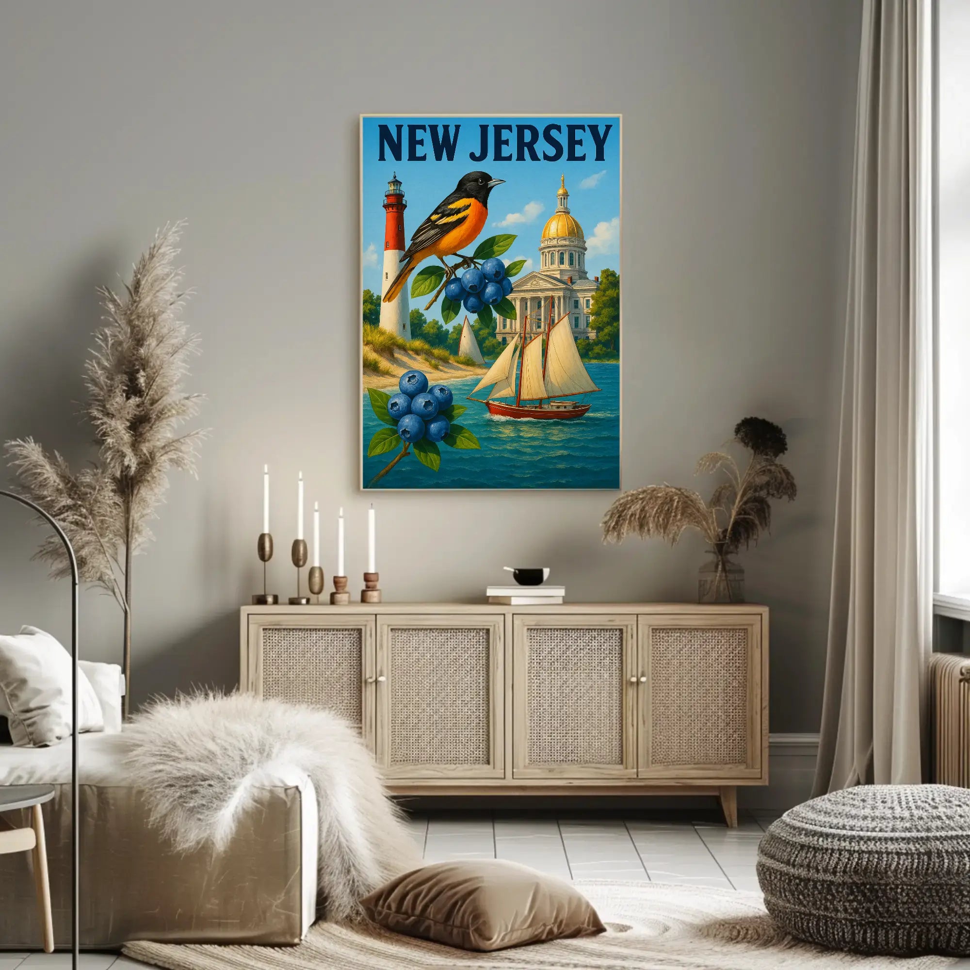 New Jersey Vintage Travel Celebration Travel Poster PosterGoat