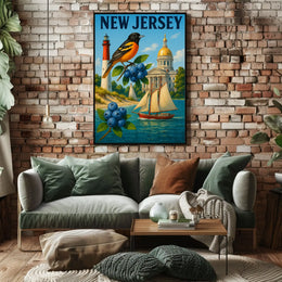 New Jersey Vintage Travel Celebration Travel Poster PosterGoat