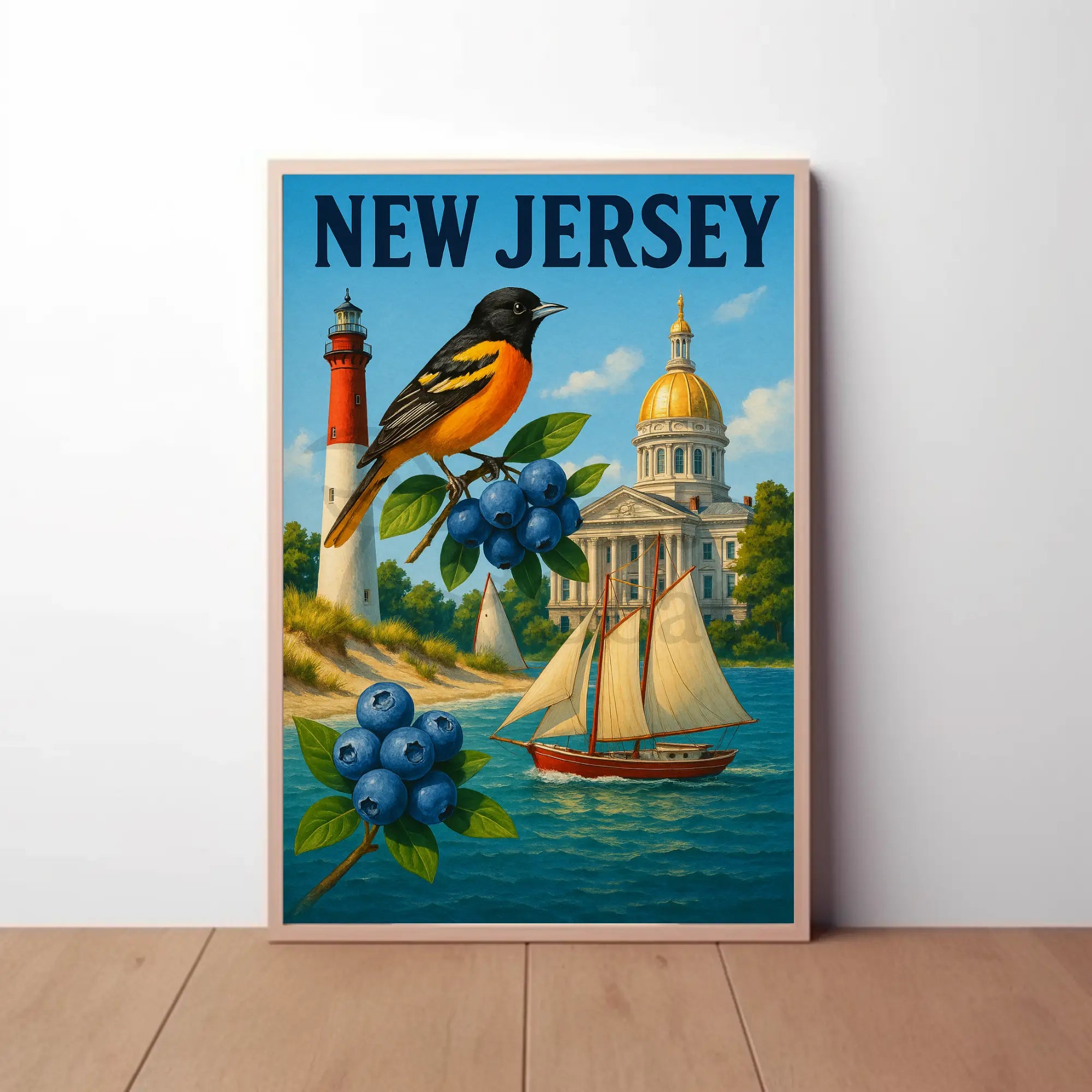 New Jersey Vintage Travel Celebration Travel Poster PosterGoat