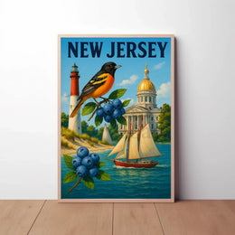 New Jersey Vintage Travel Celebration Travel Poster PosterGoat