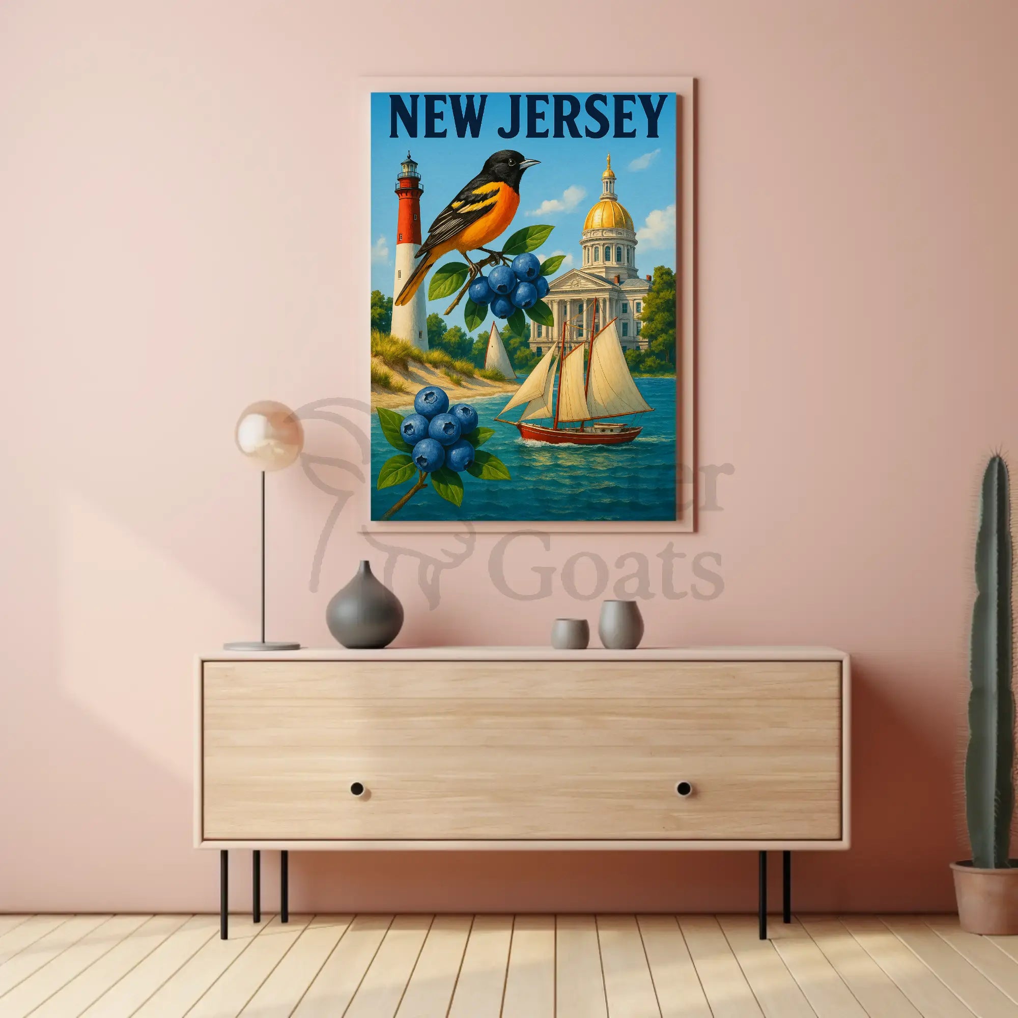 New Jersey Vintage Travel Celebration Travel Poster PosterGoat