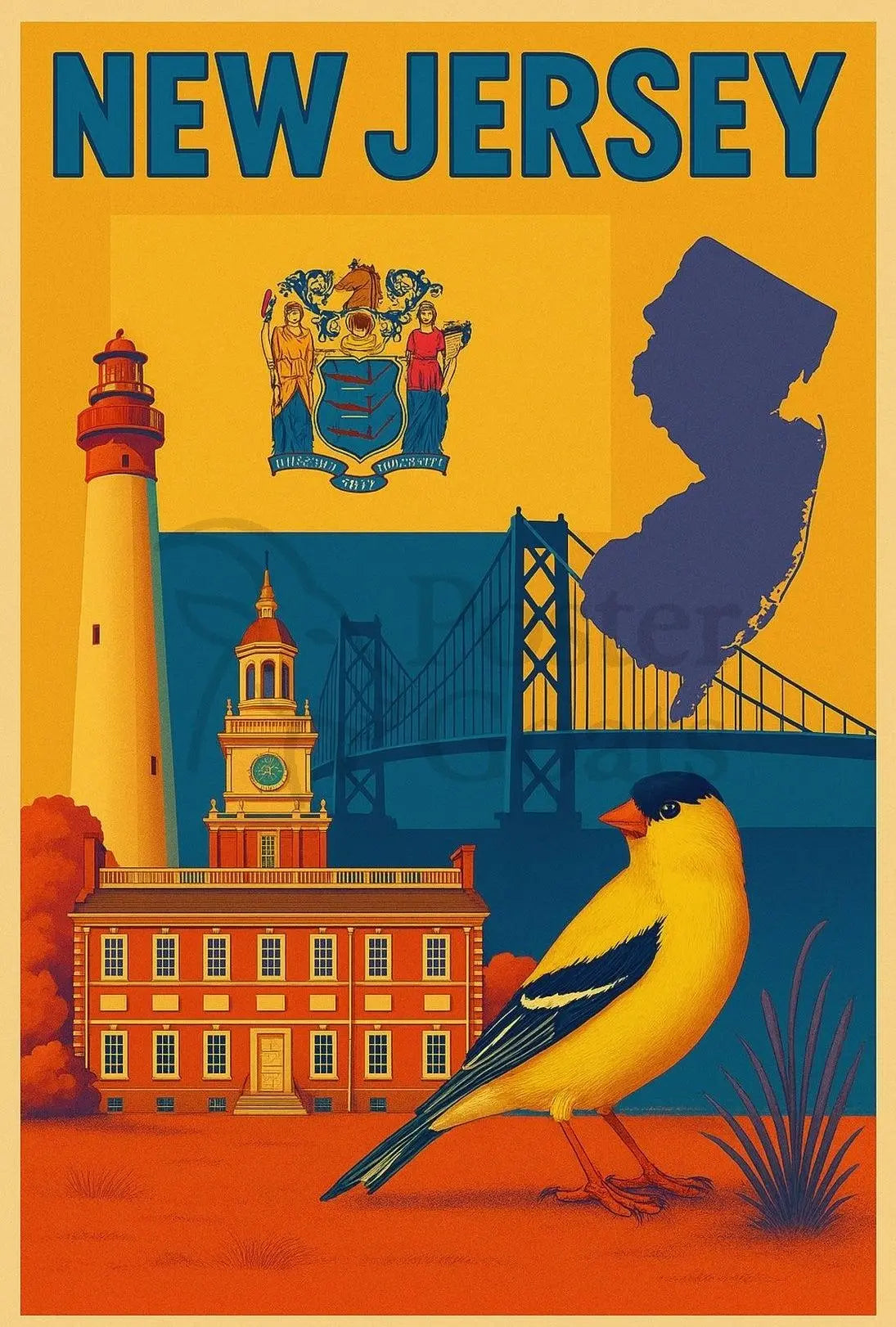 New Jersey Vintage Travel Poster PosterGoat