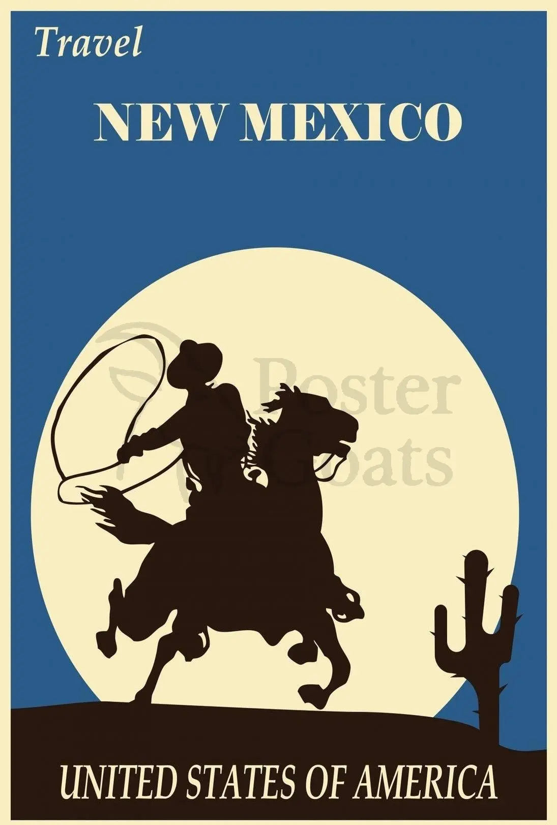 New Mexico Cowboy Vintage Travel Poster PosterGoat