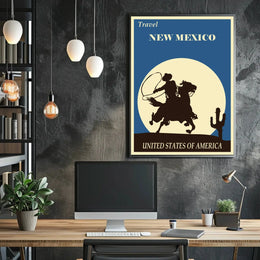 New Mexico Cowboy Vintage Travel Poster PosterGoat