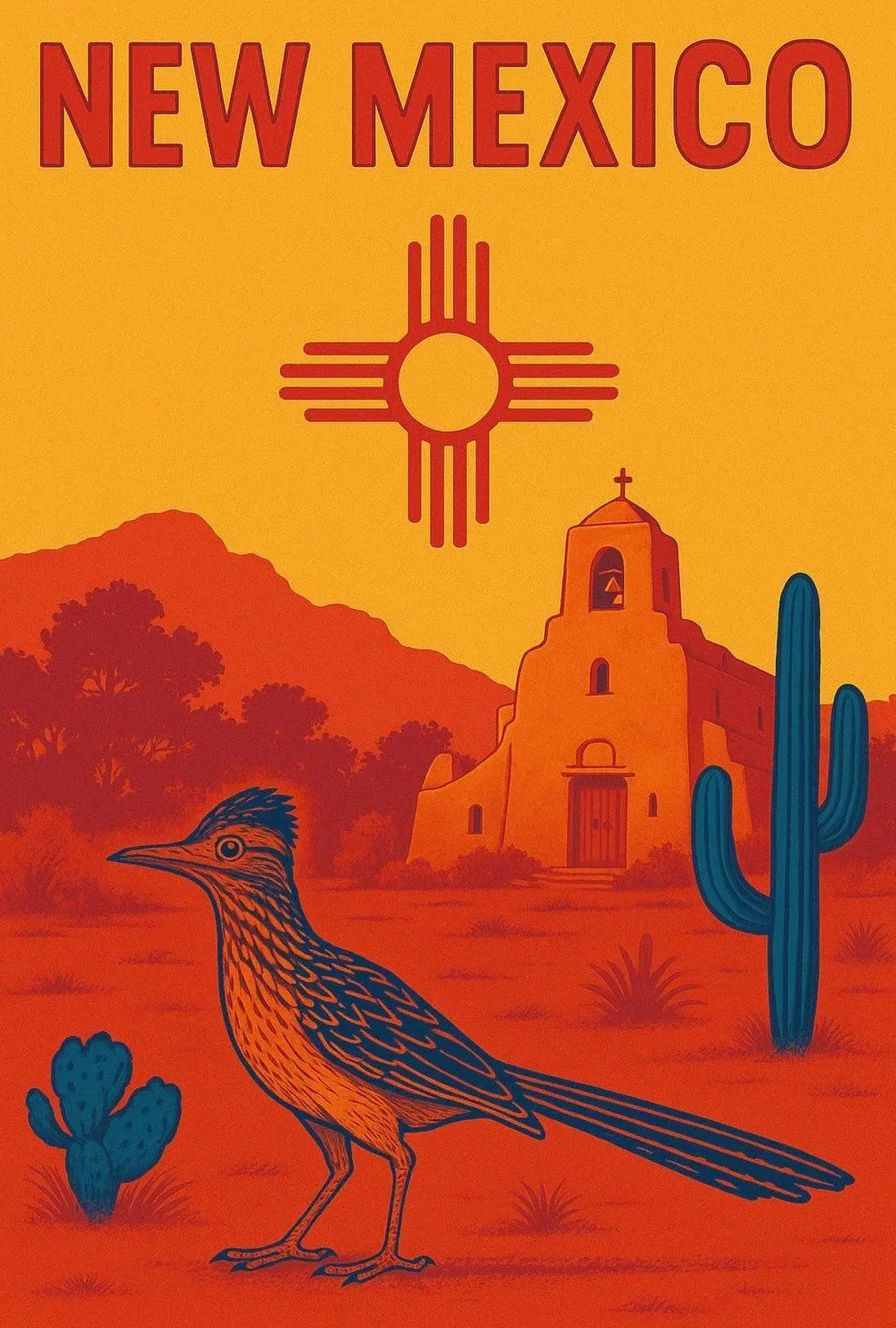 New Mexico Desert Zia Sun Vintage Travel Poster PosterGoat