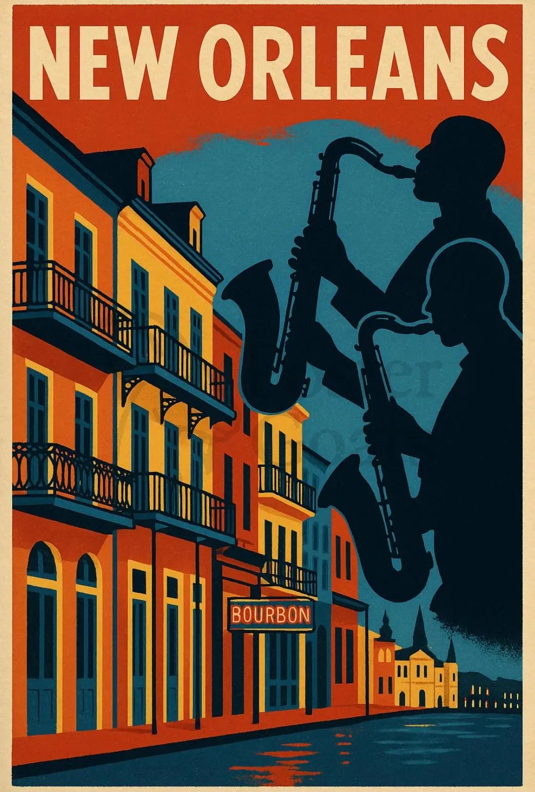 New Orleans Jazz Age Vintage Travel Poster PosterGoat