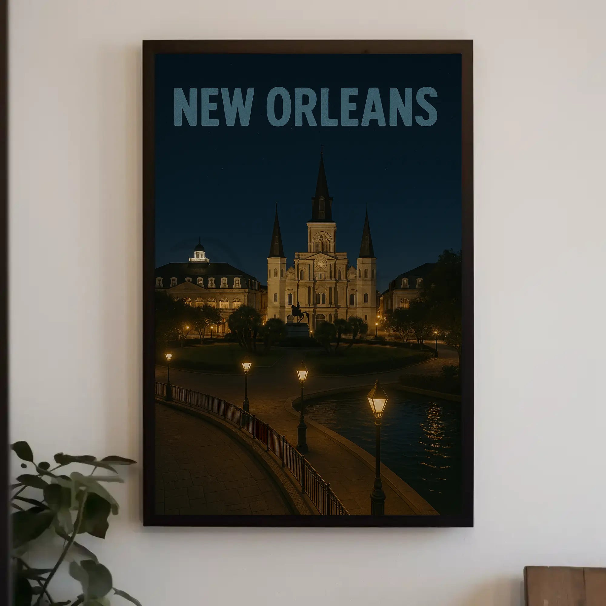 New Orleans Nighttime Landmark Travel Poster PosterGoat