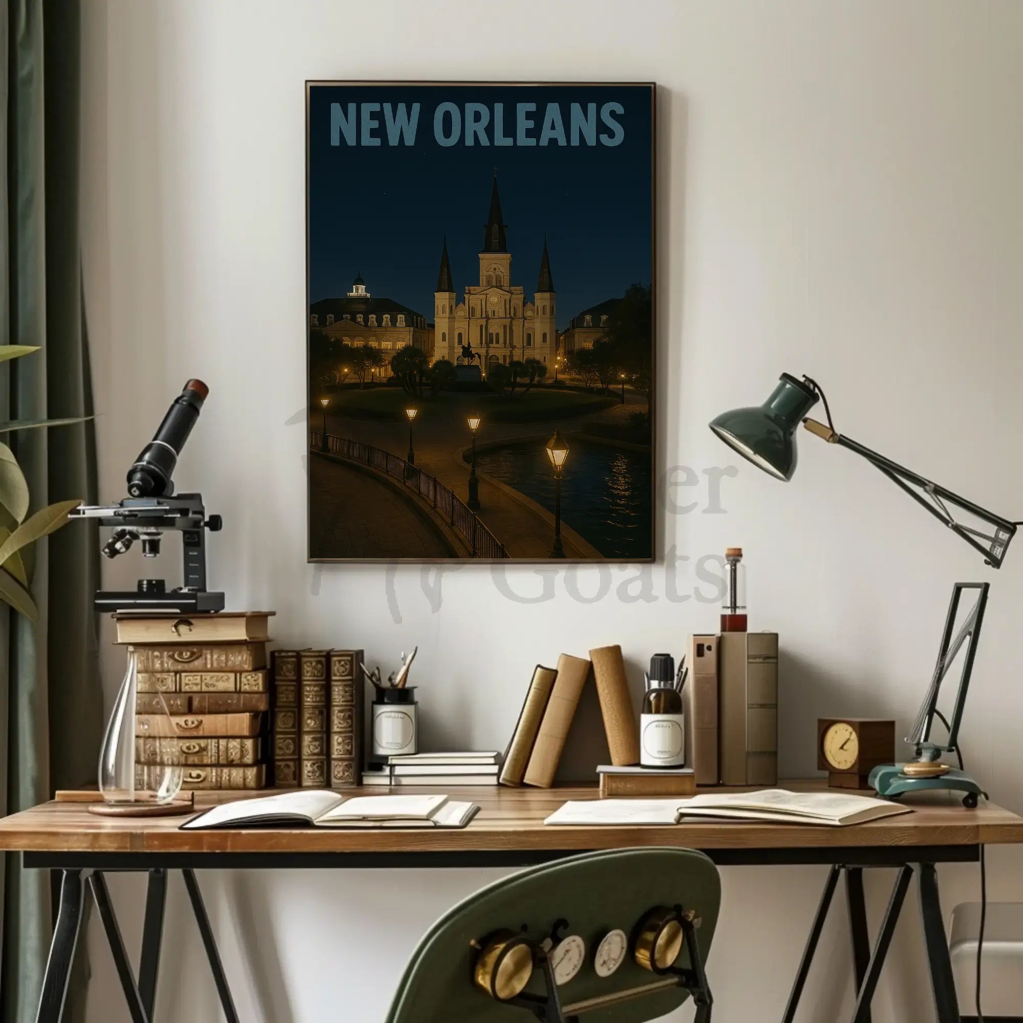 New Orleans Nighttime Landmark Travel Poster PosterGoat