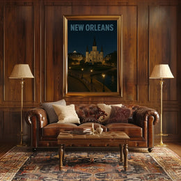New Orleans Nighttime Landmark Travel Poster PosterGoat