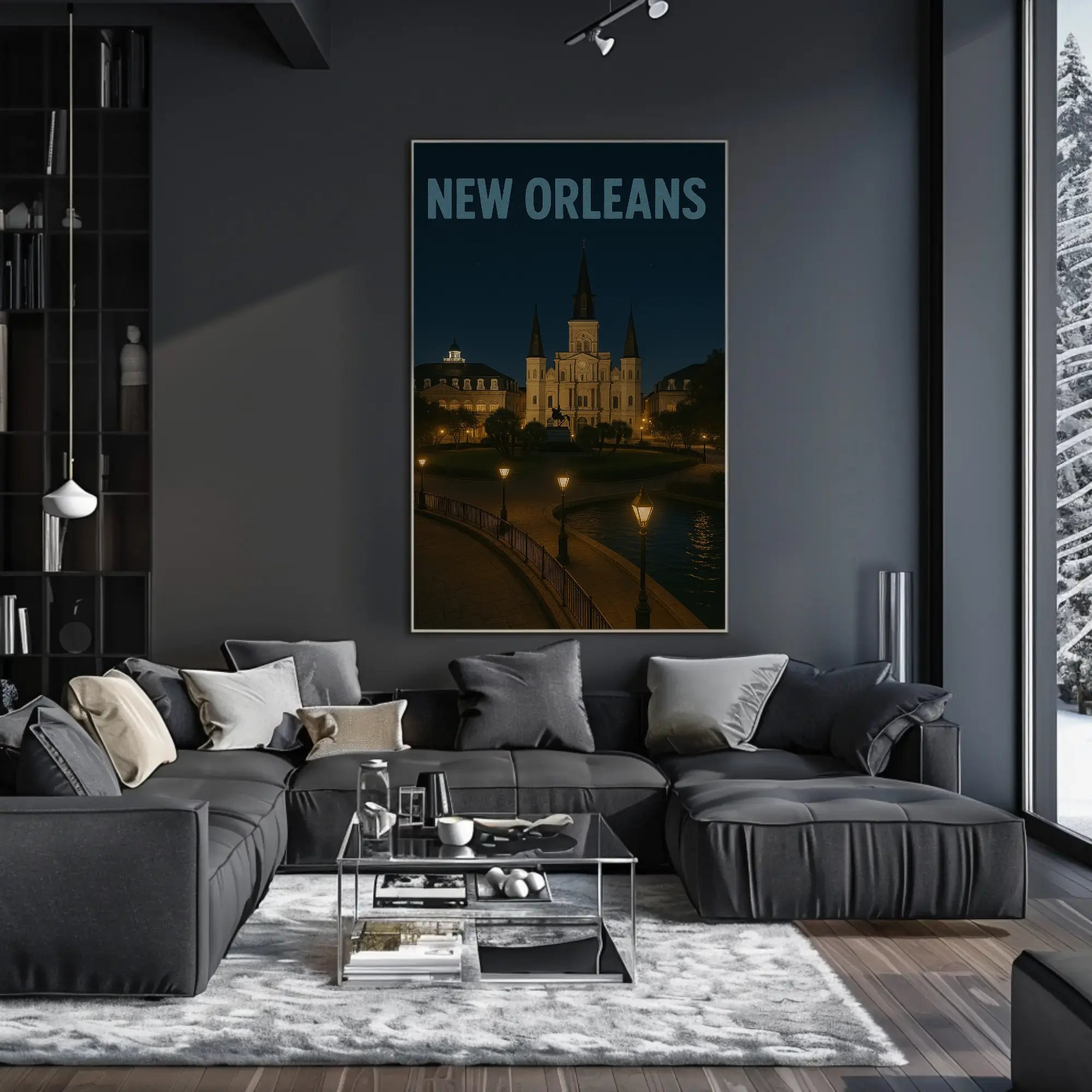 New Orleans Nighttime Landmark Travel Poster PosterGoat