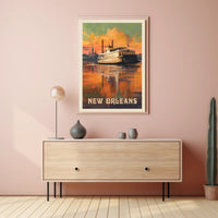 New Orleans Paddle Steamboat Vintage Travel Poster PosterGoat