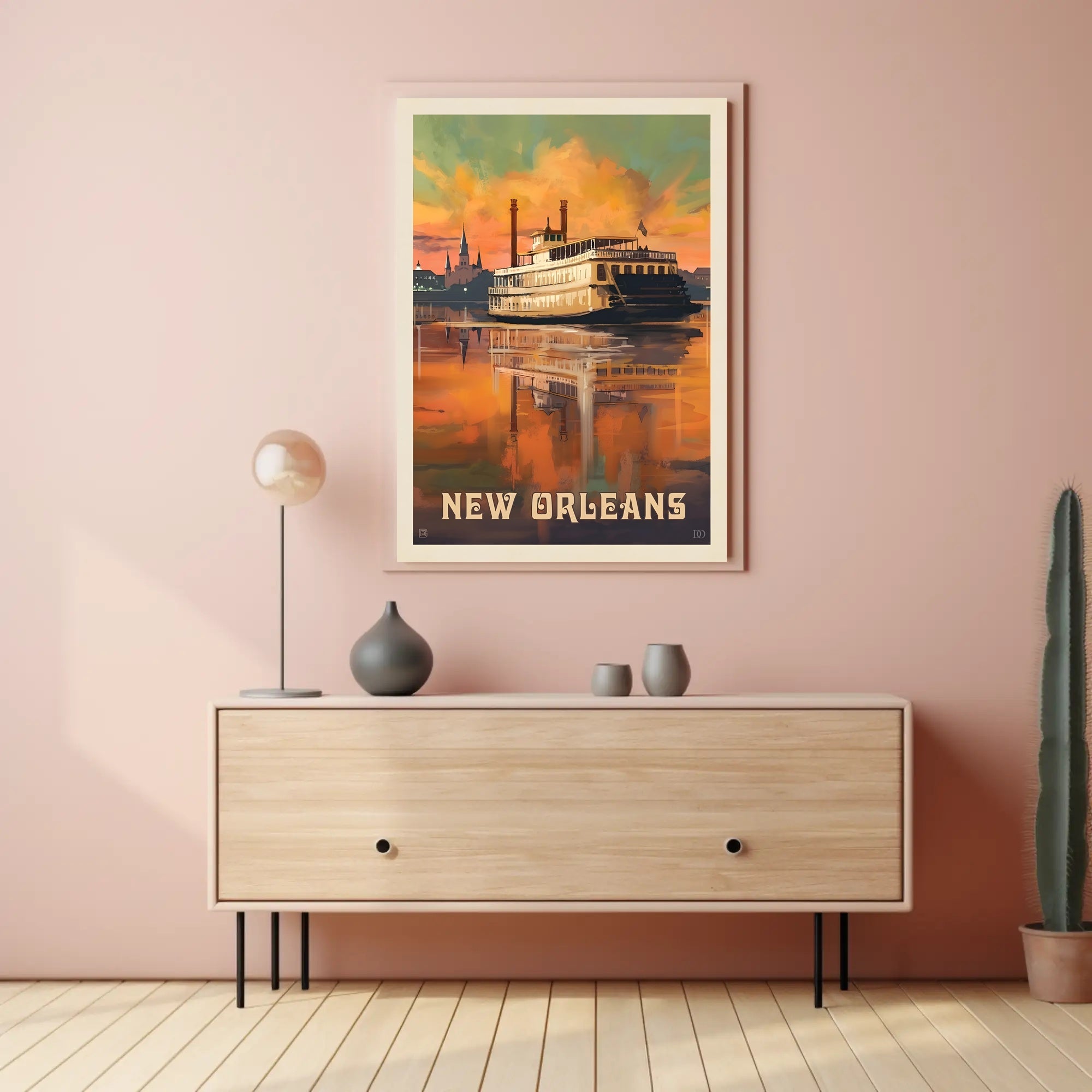 New Orleans Paddle Steamboat Vintage Travel Poster PosterGoat