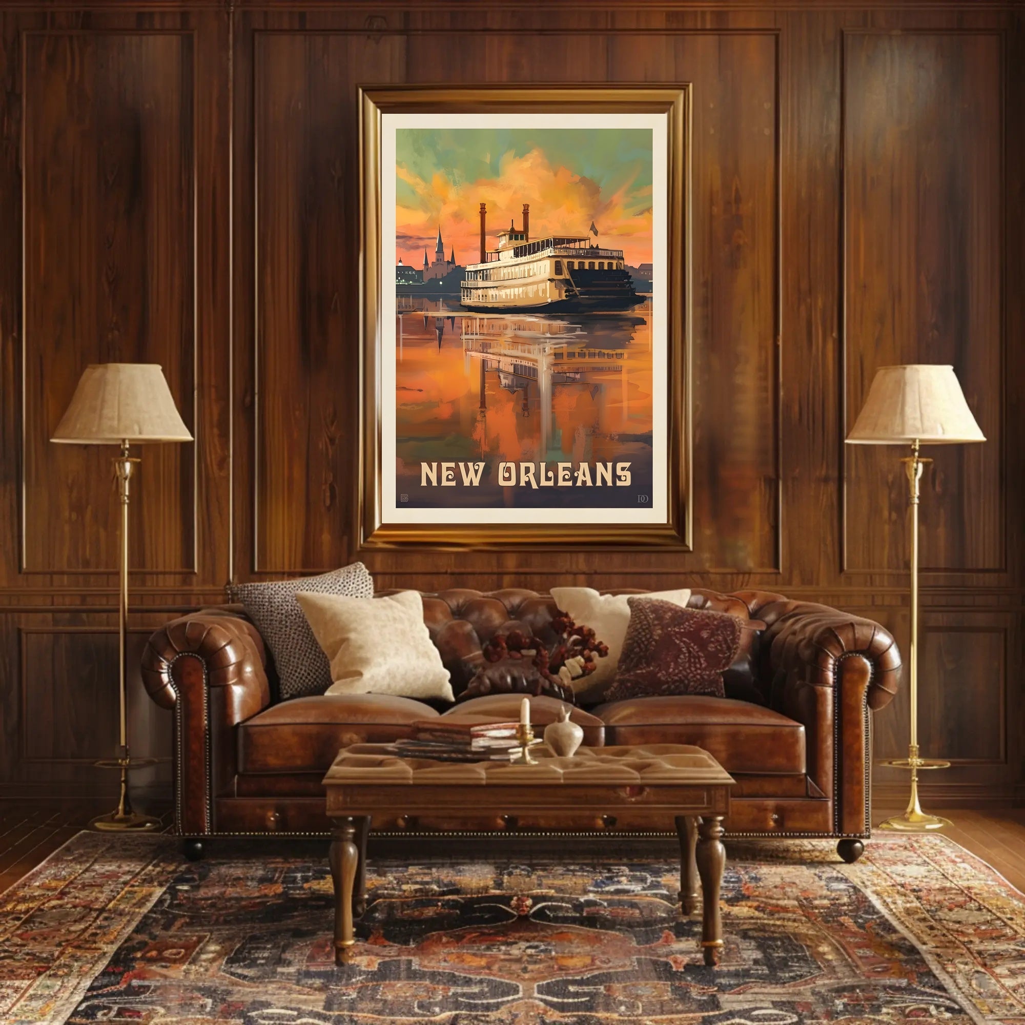 New Orleans Paddle Steamboat Vintage Travel Poster PosterGoat