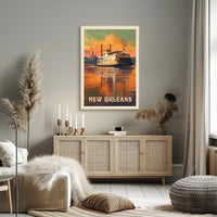 New Orleans Paddle Steamboat Vintage Travel Poster PosterGoat