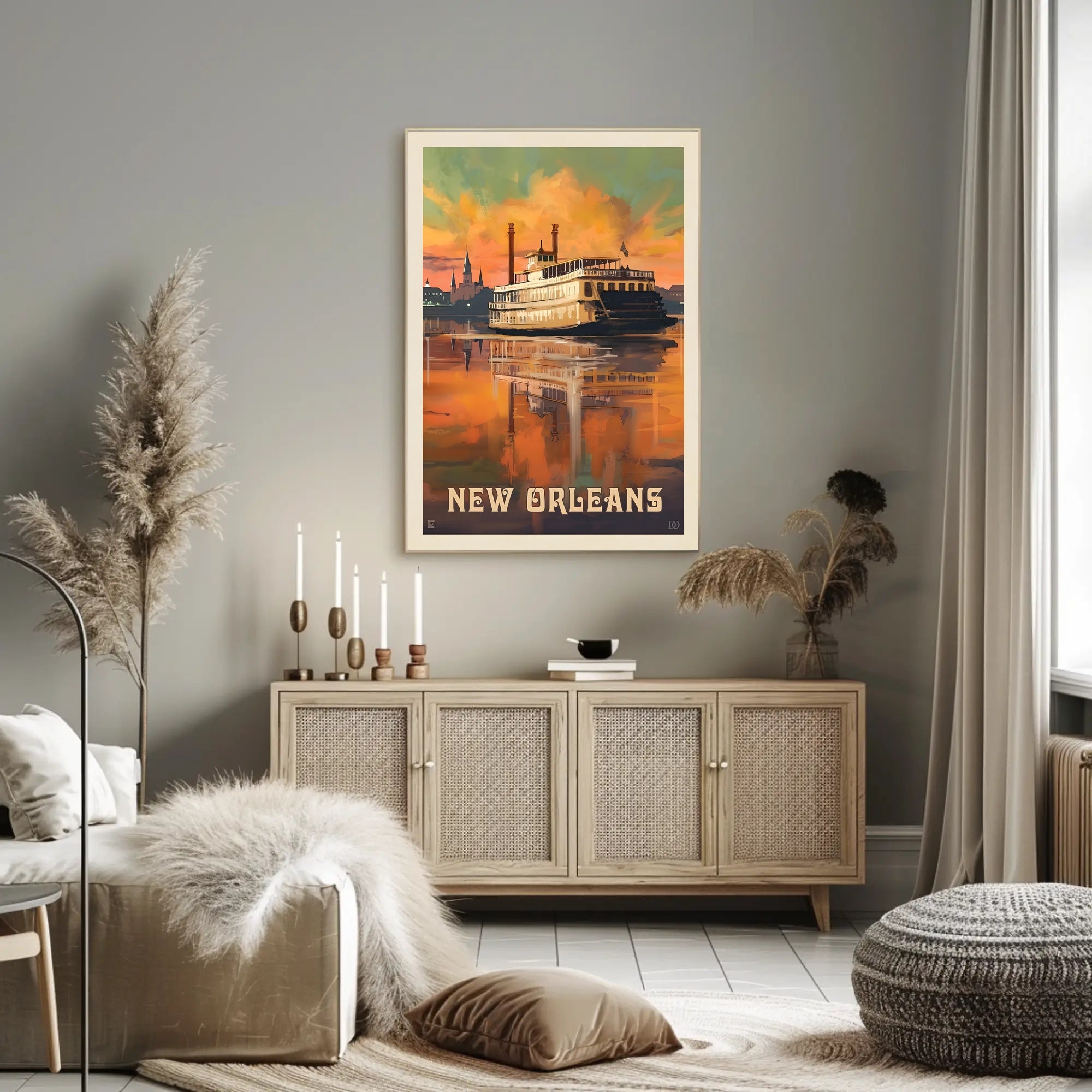 New Orleans Paddle Steamboat Vintage Travel Poster PosterGoat