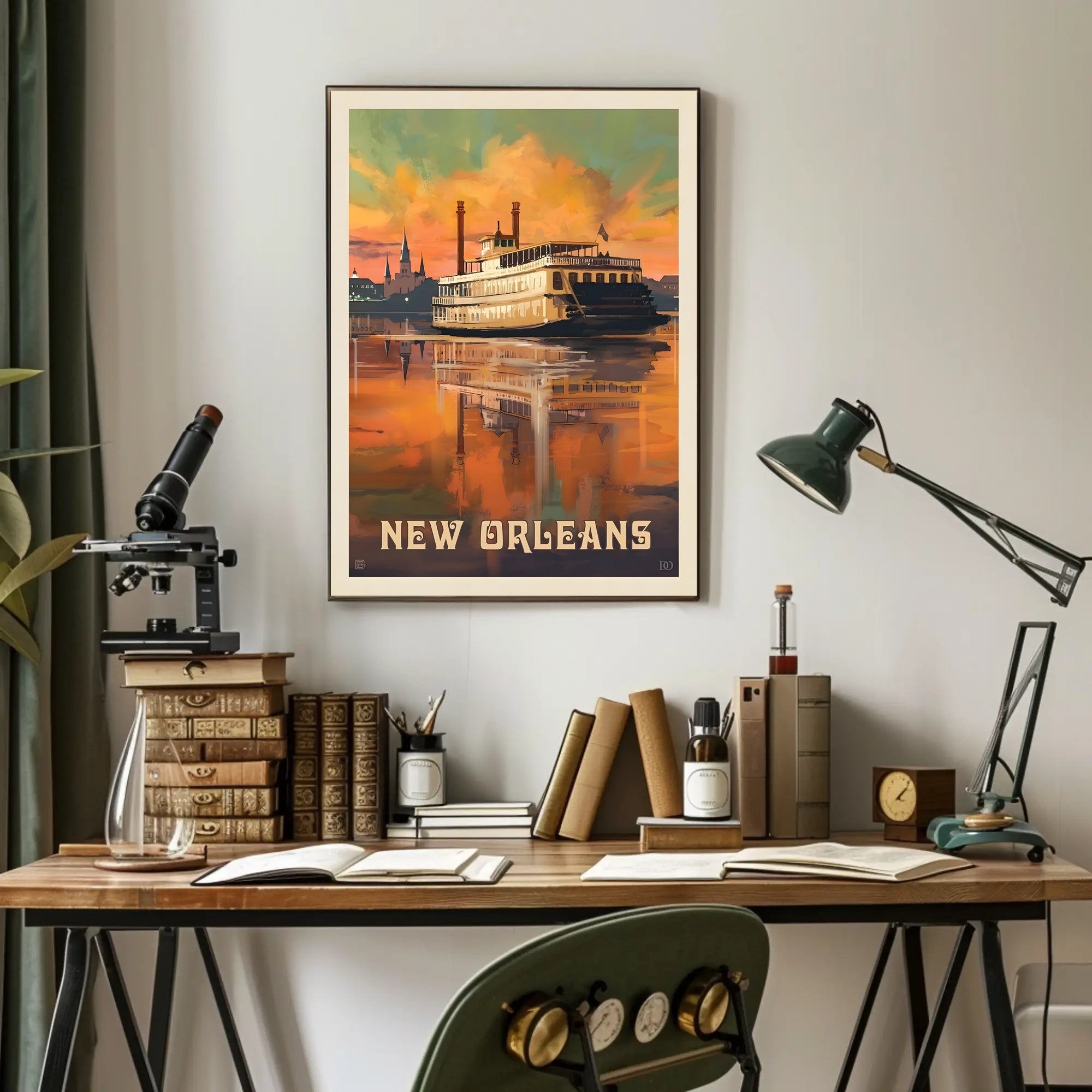 New Orleans Paddle Steamboat Vintage Travel Poster PosterGoat