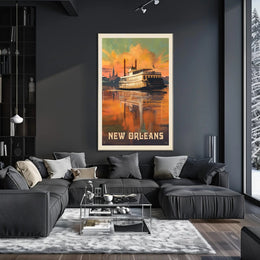 New Orleans Paddle Steamboat Vintage Travel Poster PosterGoat