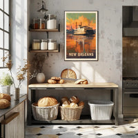 New Orleans Paddle Steamboat Vintage Travel Poster PosterGoat