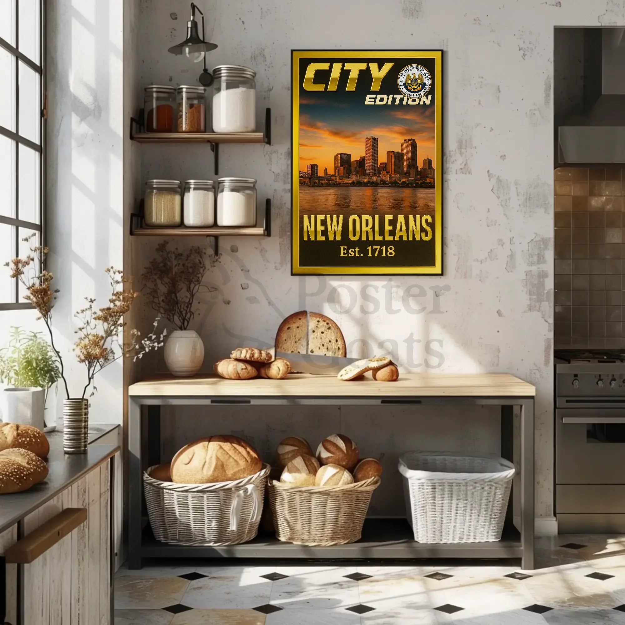 New Orleans Skyline 1718 Edition Cultural Poster PosterGoat