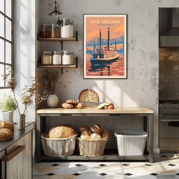 New Orleans Steamboat Art Deco Travel Poster PosterGoat