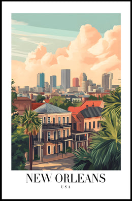 New Orleans Urban Landscape Illustrated Cityscape Poster PosterGoat