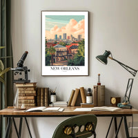 New Orleans Urban Landscape Illustrated Cityscape Poster PosterGoat