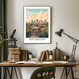 New Orleans Urban Landscape Illustrated Cityscape Poster PosterGoat